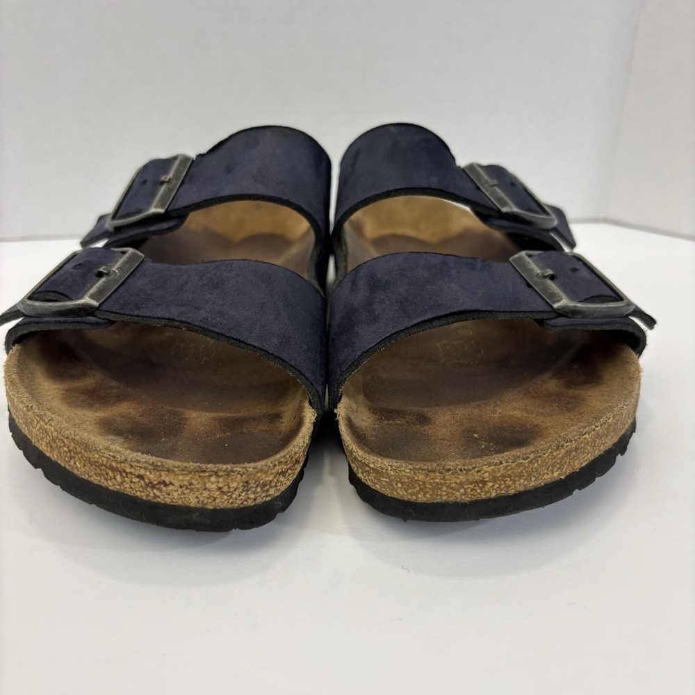 Birkenstock Arizona Sandals Womens 8 39 Blue Suede Shoes Comfort Cork Germany - Picture 12 of 13